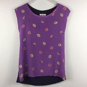 Madewell lavender purple floral silk tank top.